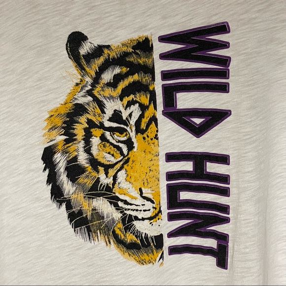 Burnout graphic tee with tiger wild hunt - Picture 2 of 5